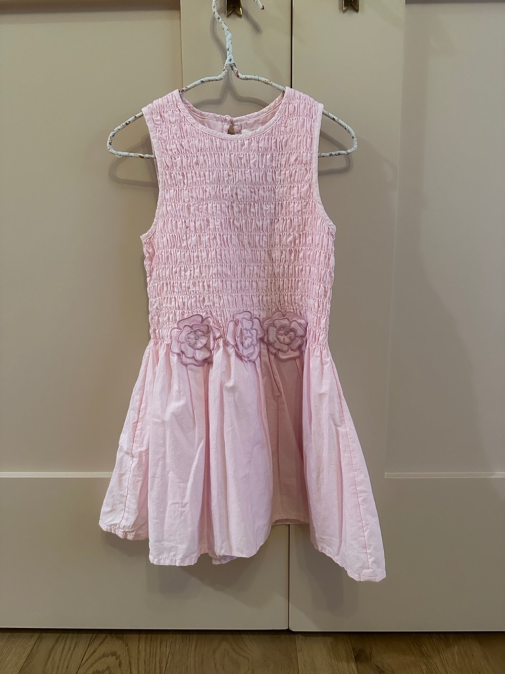 Girls Zara Sleeveless Smocked Dress with Floral Waist